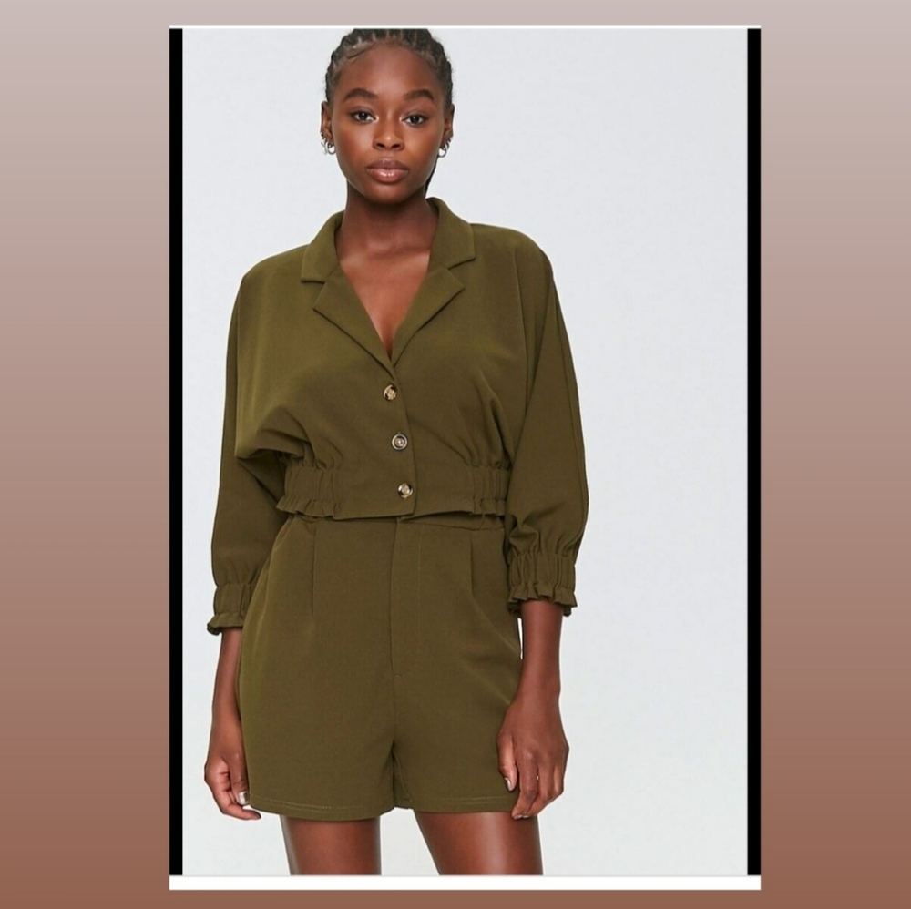 Forever 21 matching crop blazer and high waist shorts set